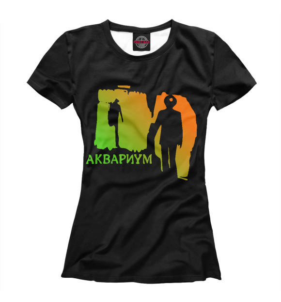 Женская футболка с изображением Аквариум цвета Белый