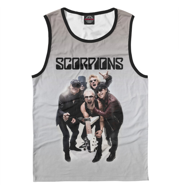 Майка для мальчика с притом Scorpions цвета Белый Майка для мальчика с изображением Scorpions цвета Белый