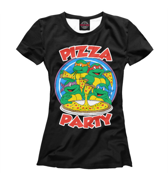 Женская футболка с изображением Pizza Party цвета Белый
