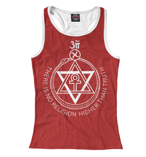 Женская майка-борцовка с изображением Знак Теософии цвета Белый