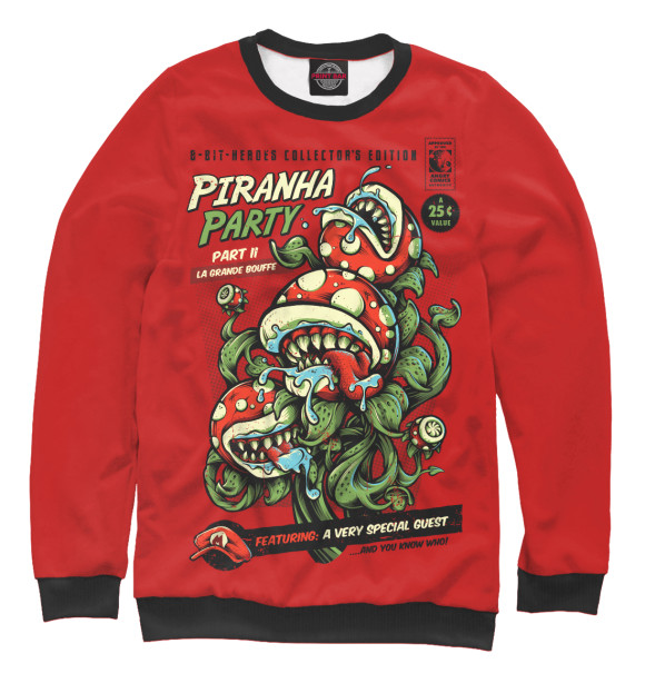 Свитшот для мальчиков с изображением Piranha Party цвета Белый
