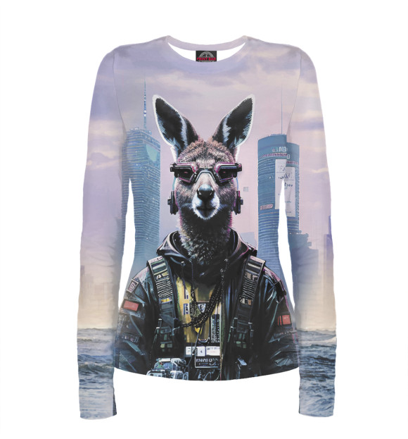 Женский лонгслив с изображением Cool kangaroo - neural network цвета Белый