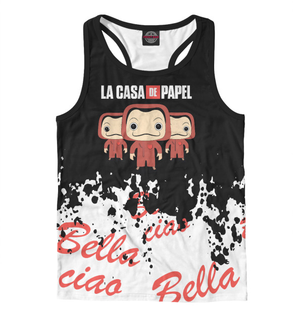 Мужская майка-борцовка с притом La Casa de Papel / Бумажный цвета Белый Мужская майка-борцовка с изображением La Casa de Papel / Бумажный цвета Белый