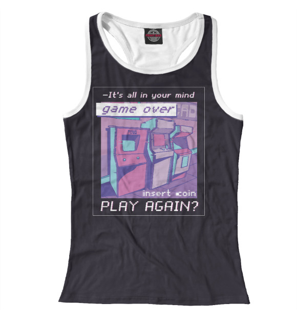 Женская майка-борцовка с изображением Vaporwave arcade цвета Белый