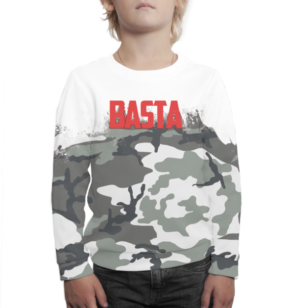 Свитшот для мальчиков с изображением Баста цвета Белый