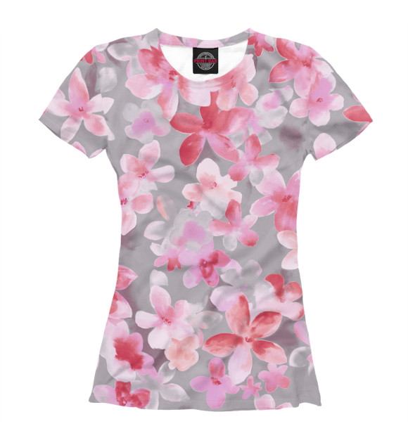 Женская футболка с изображением Розовые цветы цвета Белый