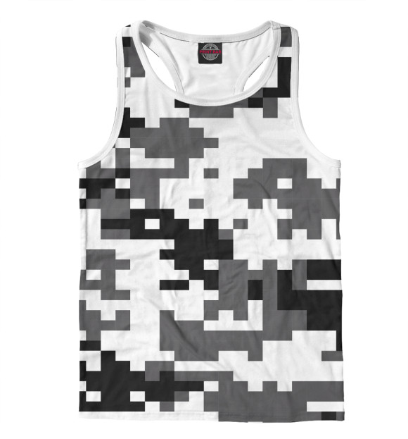 Мужская майка-борцовка с изображением Пиксельный камуфляж цвета Белый