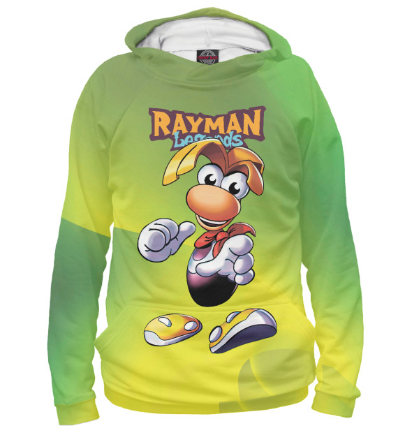 Мужское худи с изображением Rayman green цвета Белый