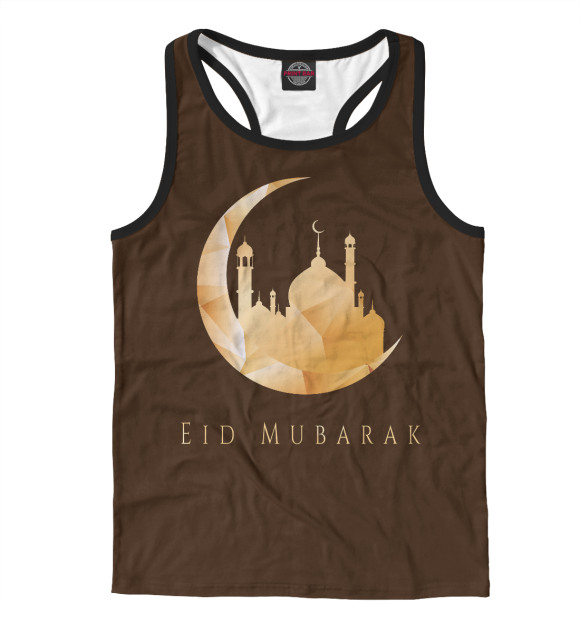 Мужская майка-борцовка с изображением Eid Mubarak цвета Белый