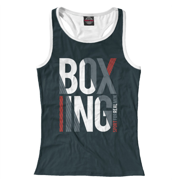 Женская майка-борцовка с изображением Бокс цвета Р‘РµР»С‹Р№