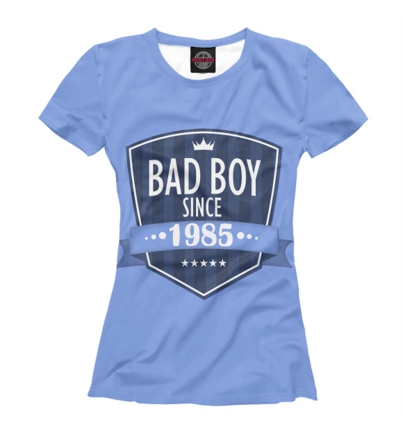 Женская футболка с изображением Плохой мальчик с 1985 цвета Белый