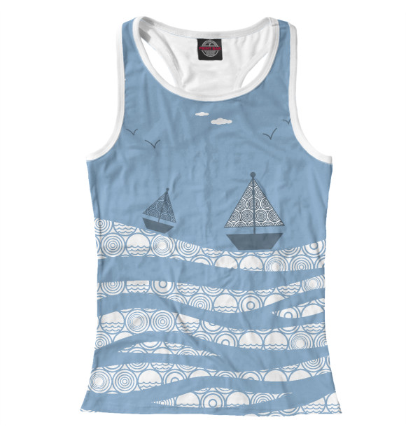 Женская майка-борцовка с изображением Кораблики цвета Белый