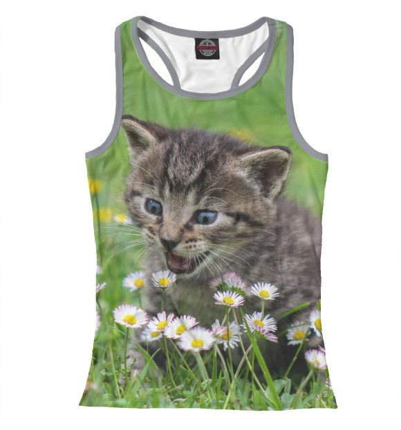 Женская майка-борцовка с изображением Cat цвета Белый