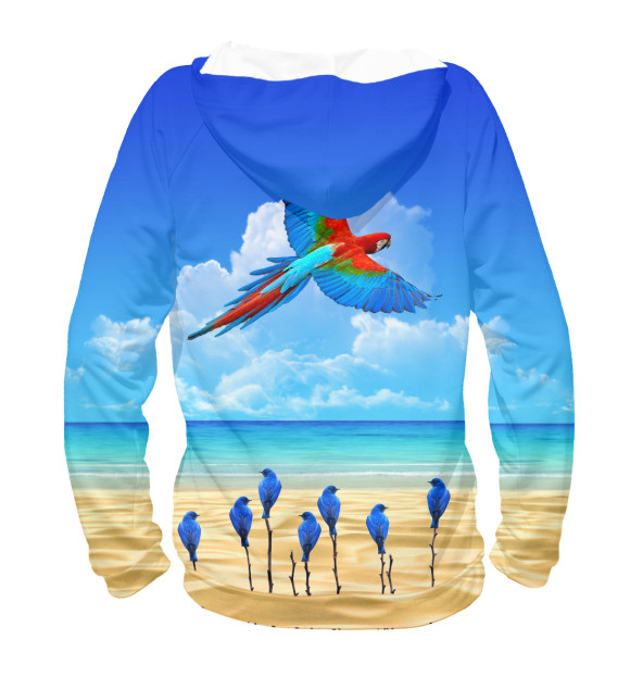 Мужское худи с изображением Попугай цвета Белый