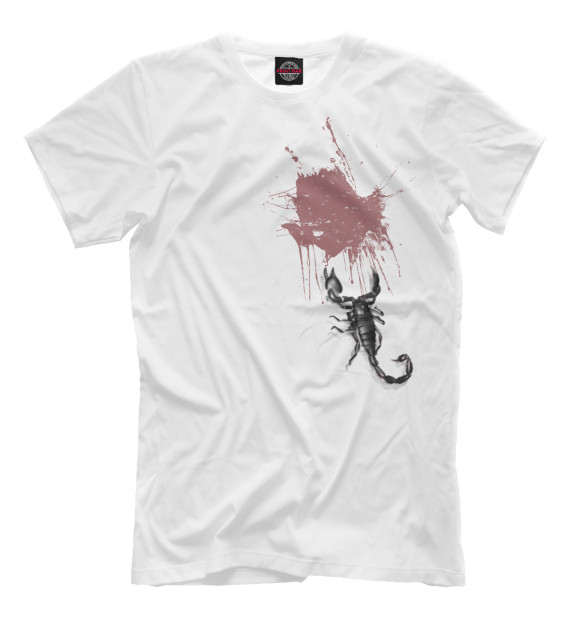 Мужская футболка с изображением Скорпион цвета Молочно-белый