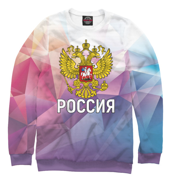 Свитшот для девочек с изображением Россия цвета Белый