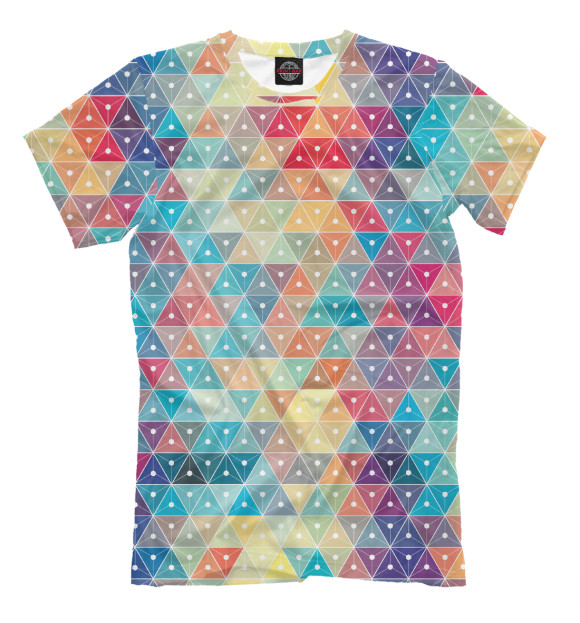 Мужская футболка с изображением Абстракция Треугольники цвета Молочно-белый