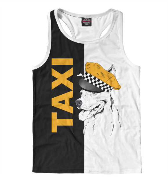 Мужская майка-борцовка с изображением Таксист цвета Белый