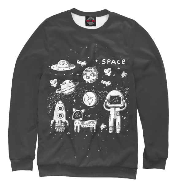 Мужской свитшот с изображением Space Travelling цвета Белый