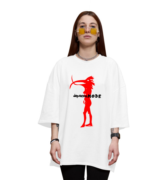 Женская футболка оверсайз с изображением Depeche Mode цвета Белый