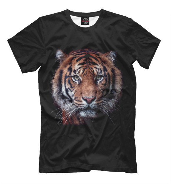 Мужская футболка с изображением Тигр цвета Черный