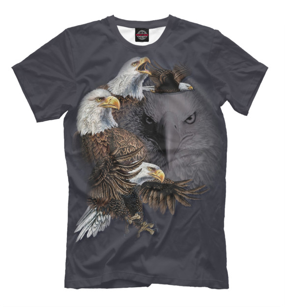 Мужская футболка с изображением Орел цвета Молочно-белый