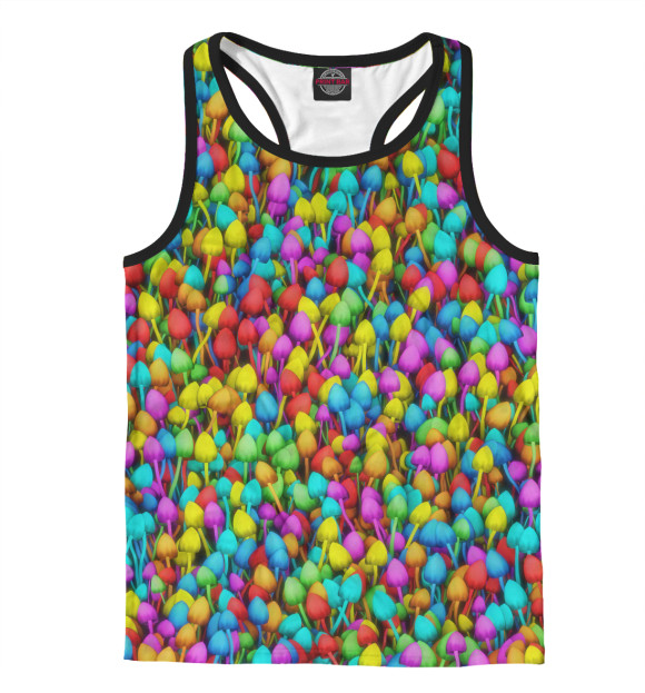 Мужская майка-борцовка с изображением Разноцветные поганки цвета Белый