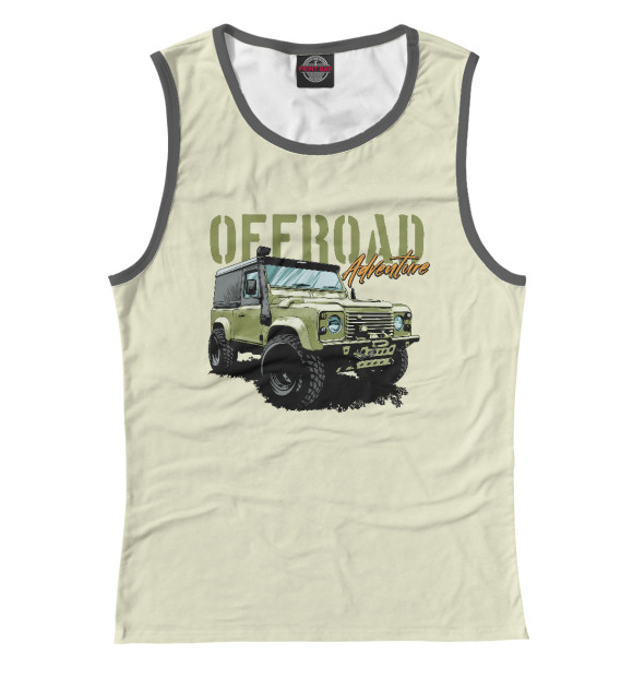 Женская майка с изображением Offroad Adventure цвета Белый