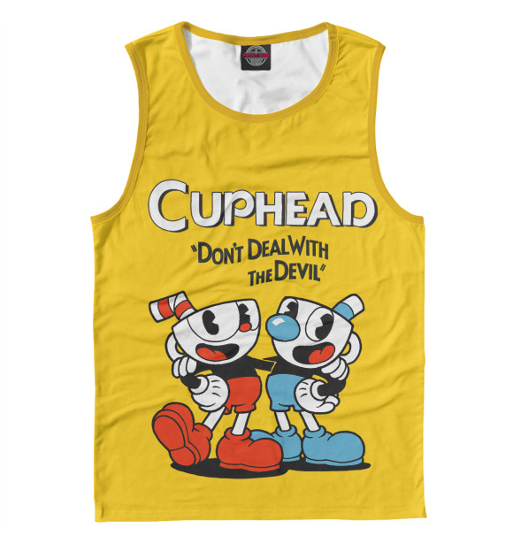 Мужская майка с изображением Cuphead цвета Белый