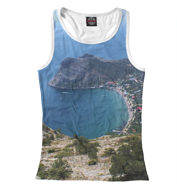 Женская майка-борцовка с изображением Залив цвета Белый