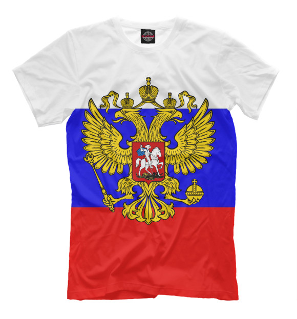 Мужская футболка с изображением Герб Российской Федерации цвета Молочно-белый
