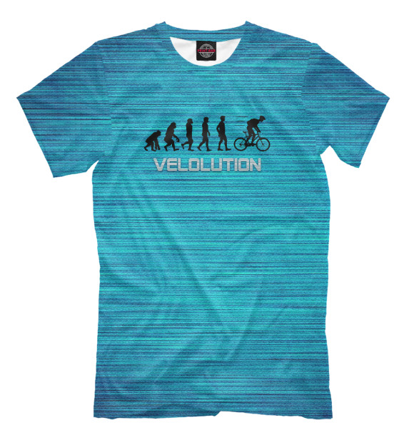 Мужская футболка с изображением VELOLUTION цвета Грязно-голубой
