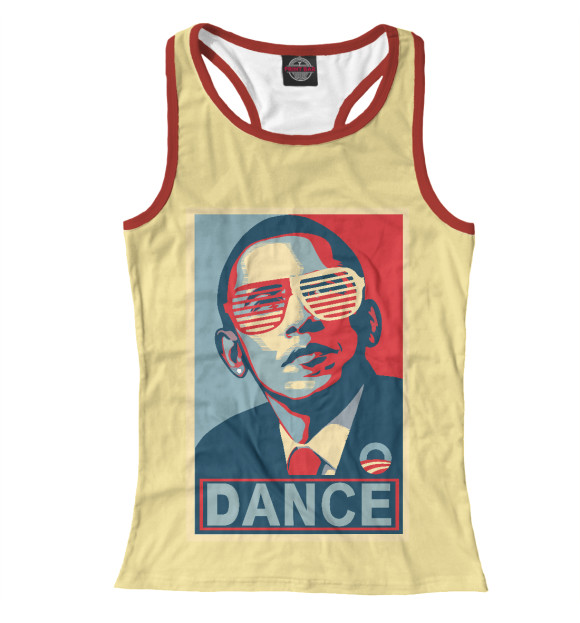 Женская майка-борцовка с изображением Обама dance цвета Белый