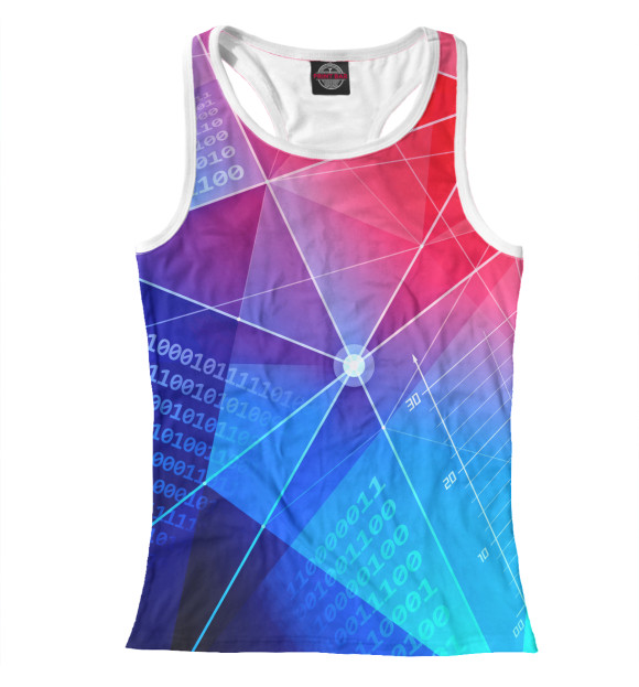 Женская майка-борцовка с изображением Программные коды цвета Белый