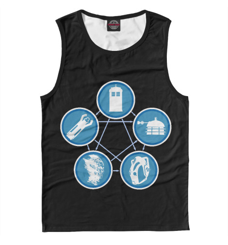 Майки Print Bar, Белый, Tardis-Lizard-Sonic-Dalek-Cyberman