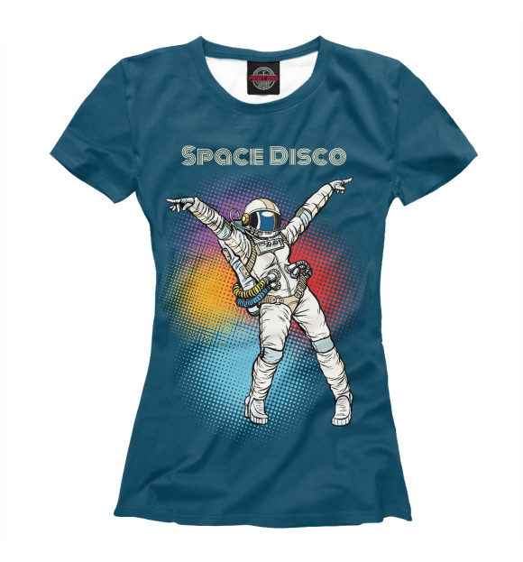 Женская футболка с изображением Космическое диско цвета Белый