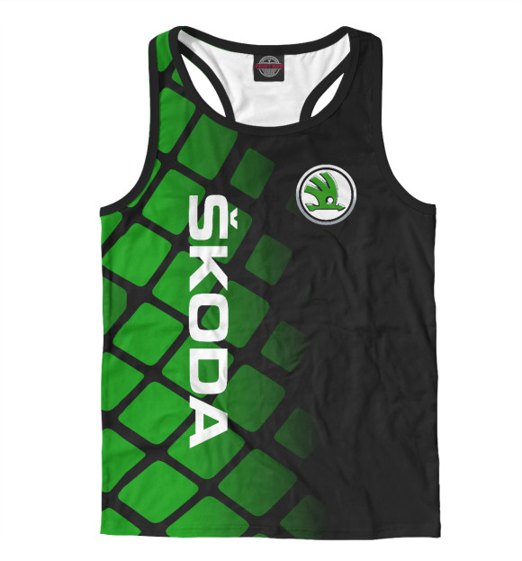 Мужская майка-борцовка с изображением ШКОДА, SKODA цвета Белый