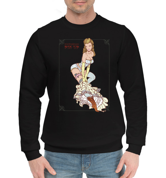 Мужской хлопковый свитшот с изображением Victorian Lady цвета Черный