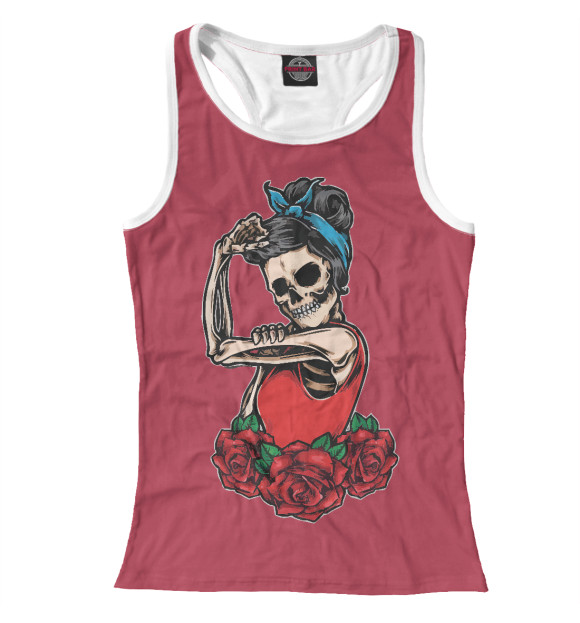 Женская майка-борцовка с изображением Скелет букет цвета Белый