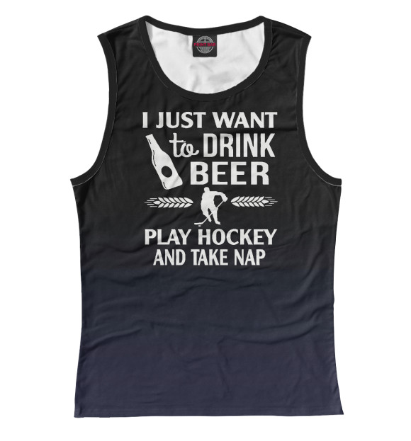 Майка для девочки с изображением Drink Beer Play Hockey цвета Белый