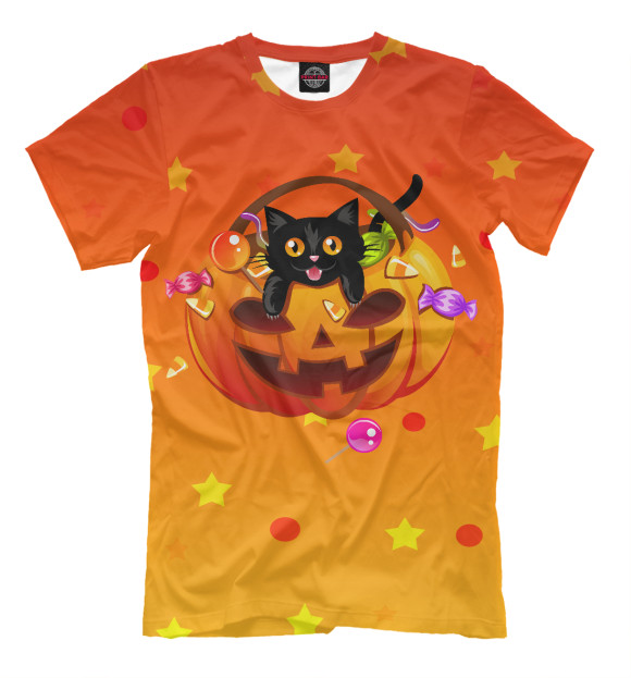 Мужская футболка с изображением Хэллоуин цвета Оранжевый