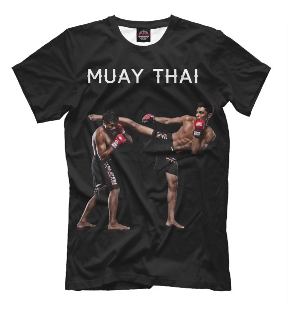 Мужская футболка с изображением Муай Тай цвета Черный