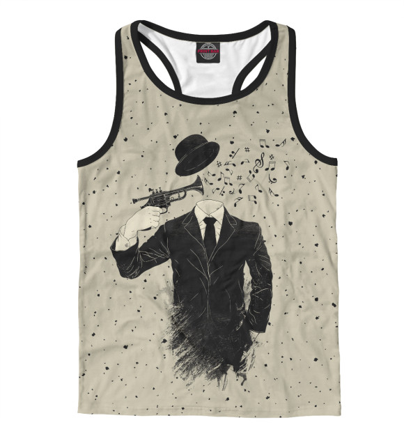 Мужская майка-борцовка с изображением Музыкальный самоубийца цвета Белый