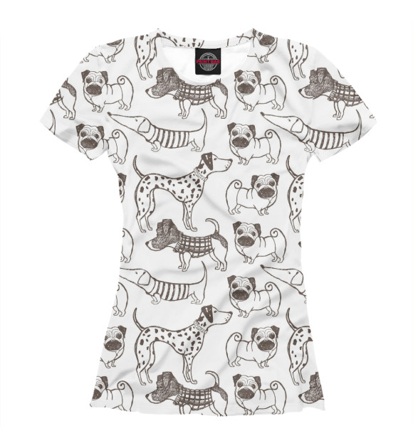 Женская футболка с изображением Funny Dogs цвета Белый