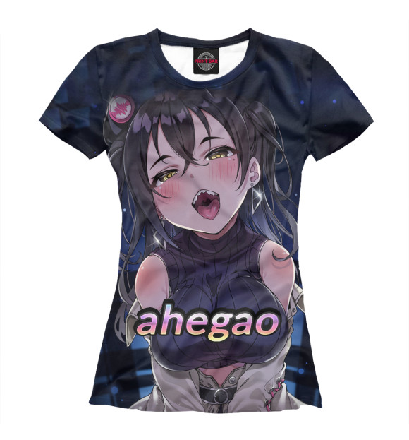 Футболка для девочек с изображением AHEGAO цвета Белый