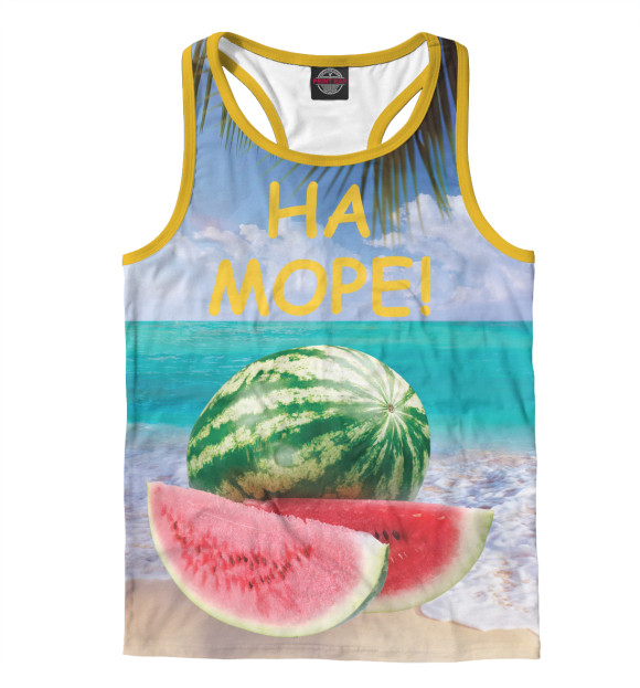 Мужская майка-борцовка с изображением Морской арбуз цвета Белый