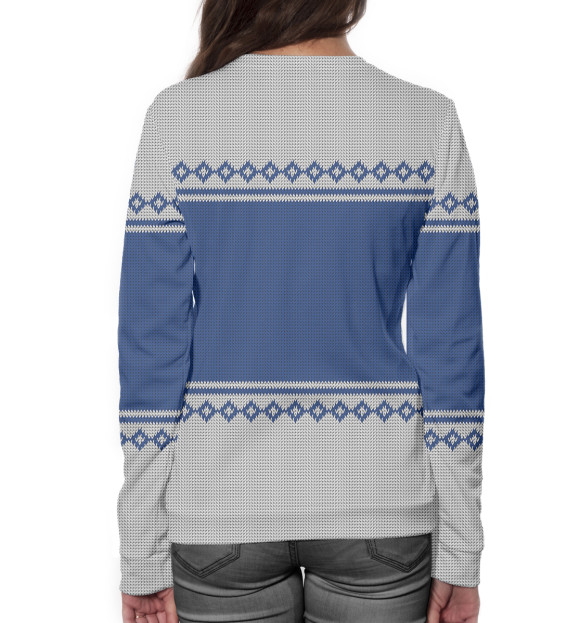 Женский свитшот с изображением Свитер с оленями цвета Белый