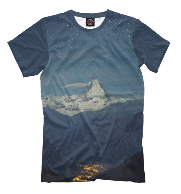 Мужская футболка с изображением Маттерхорн. Альпы. цвета Серый