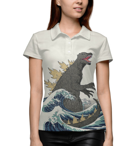 

Поло Print Bar, Белый, Godzilla