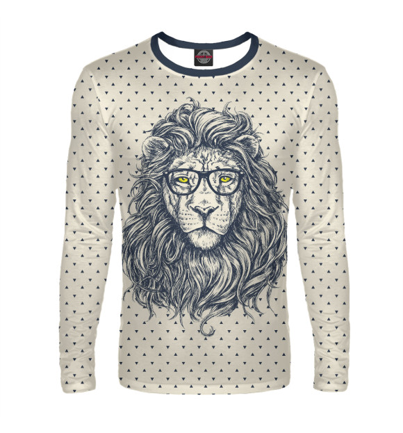 Мужской лонгслив с притом SWAG Lion цвета Белый Мужской лонгслив с изображением SWAG Lion цвета Белый